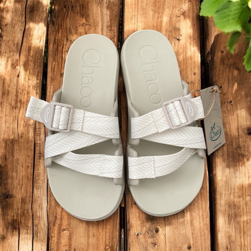 Chaco Women's Slide Sandals in Pale Gray Beige